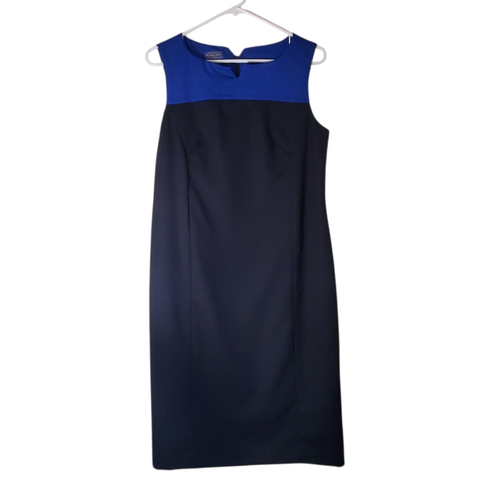 Pendleton Virgin Wool Two-tone Sheath Dress Timeless Classic Career Church 10P